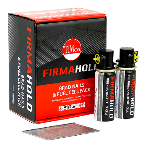 16g x 25/2BFC, FirmaHold Collated Brad Nails & Fuel Cells - 16 Gauge - A2 Stainless Steel (Straight Brads with 2000pcs)