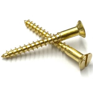 No.2 Slotted Countersunk Woodscrews – Solid Brass