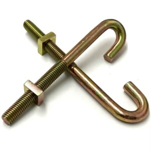 M8 Hook Bolts with Nut - Yellow Zinc Plated YZP