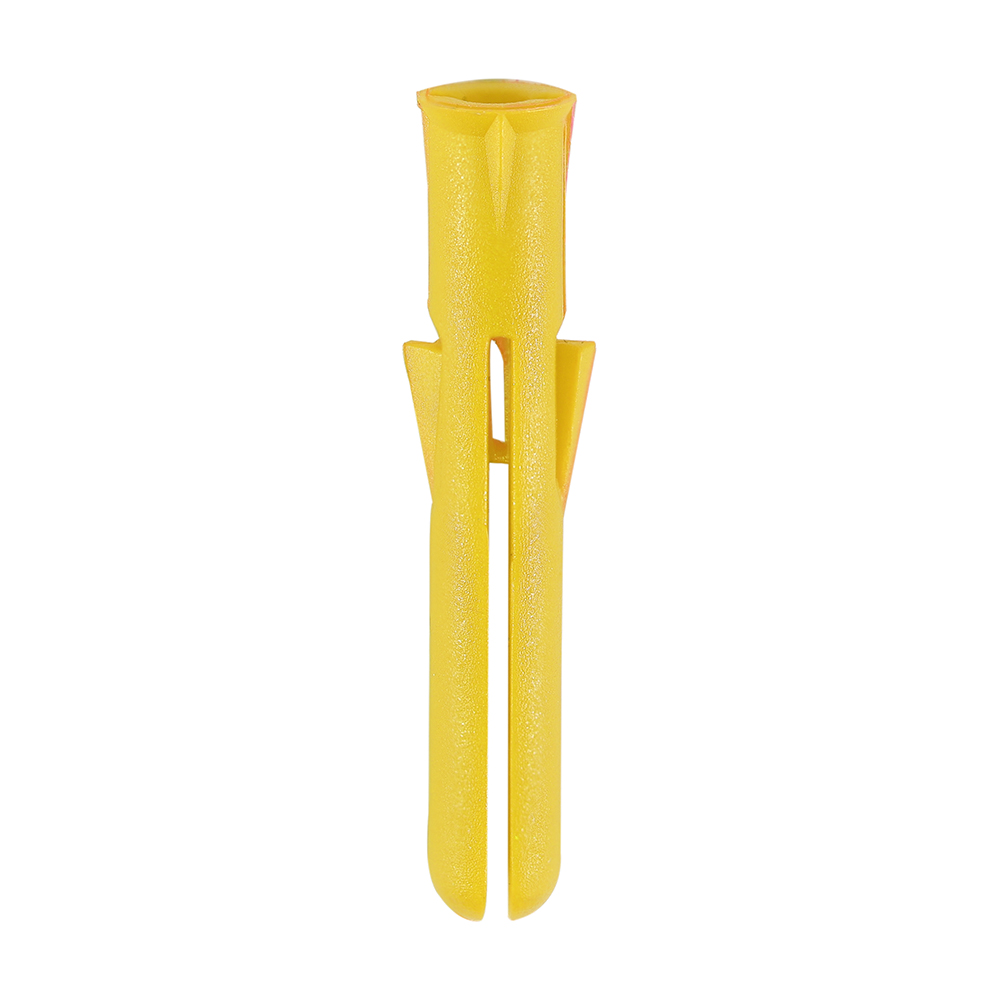 5 x 25mm Premium Plastic Plug - Yellow, To Fit Screw 3.0 - 4.5mm