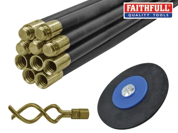 Faithfull Universal Drain Clean Set (10 x Rods Plunger & Worm) FAIDRSET12