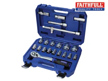Faithfull Socket Set of 22 Metric 1/2in Drive FAISOC1222MN