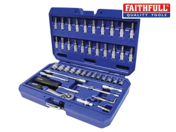 Faithfull Socket Set of 46 Metric 1/4in Drive FAISOC1446MN