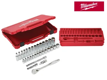 Milwaukee 3/8in Drive Ratcheting Socket Set Metric, 32 Piece MHT932464945