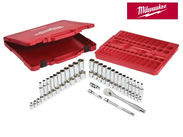 Milwaukee 3/8in Drive Ratcheting Socket Set Metric & Imperial, 56 Piece MHT932464946