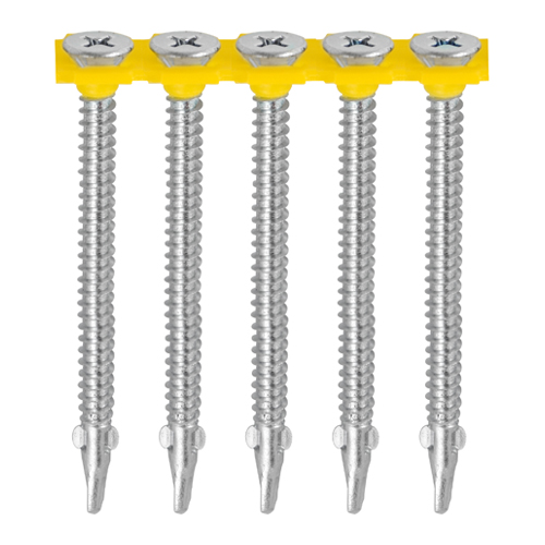 4.8 x 44mm Collated Wing-Tip Screw - Timber to Light Section Screws - Countersunk - Self-Drilling - Exterior - Silver Organic (Pack of 1000)