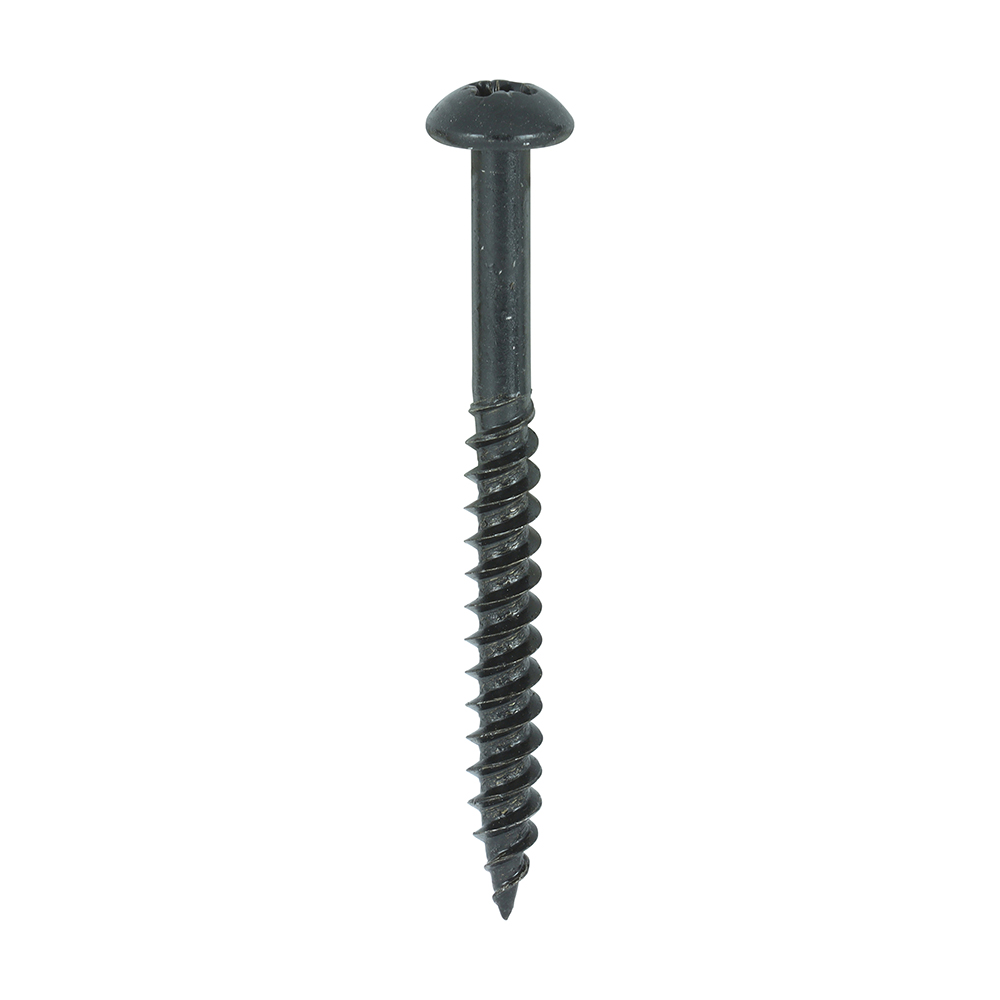 10 x 2" Black Organic Pozi Round Blackjax Woodscrews, Carbon Steel