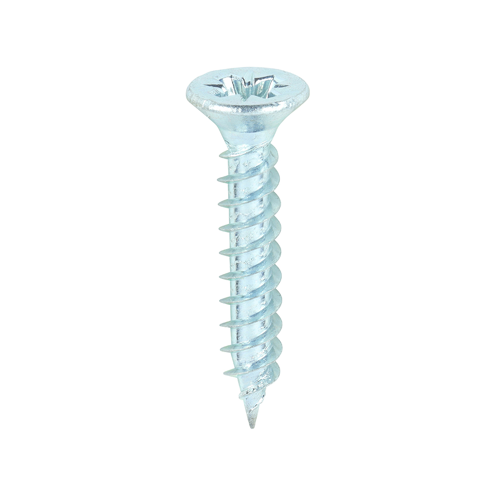 5 x 3/4" - (3.3 x 20mm) Pozi Countersunk Twin-Thread Woodscrews, Carbon Steel, Bright Zinc Plated