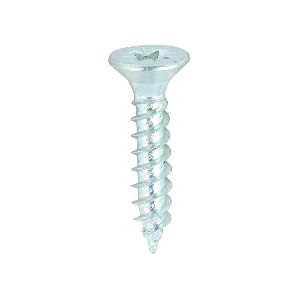 7 x 3/4" - (3.9 x 20mm) Pozi Countersunk Twin-Thread Woodscrews, Carbon Steel, Bright Zinc Plated