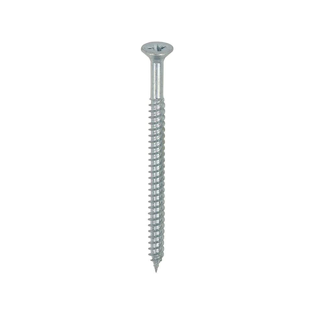 8 x 2.1/2" - (4.0 x 60mm) Pozi Countersunk Twin-Thread Woodscrews, Carbon Steel, Bright Zinc Plated