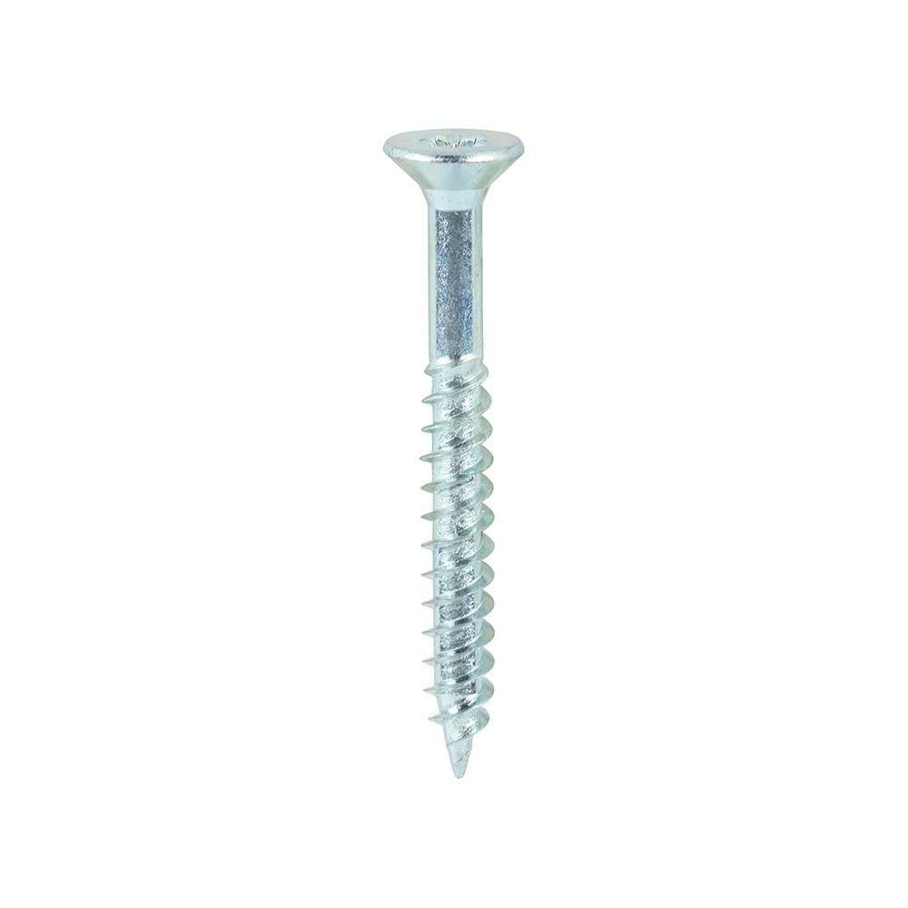 10 x 1.3/4" - (5.0 x 45mm) Pozi Countersunk Twin-Thread Woodscrews, Carbon Steel, Bright Zinc Plated