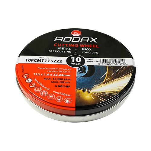 115 x 22.2 x 1.0 Bonded Abrasive Disc - For Cutting (Pack of 10)