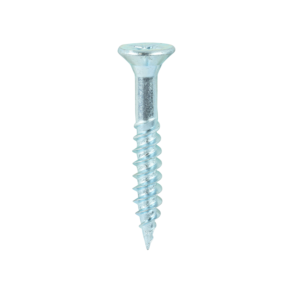 12 x 1.1/2" - (6.0 x 40mm) Pozi Countersunk Twin-Thread Woodscrews, Carbon Steel, Bright Zinc Plated