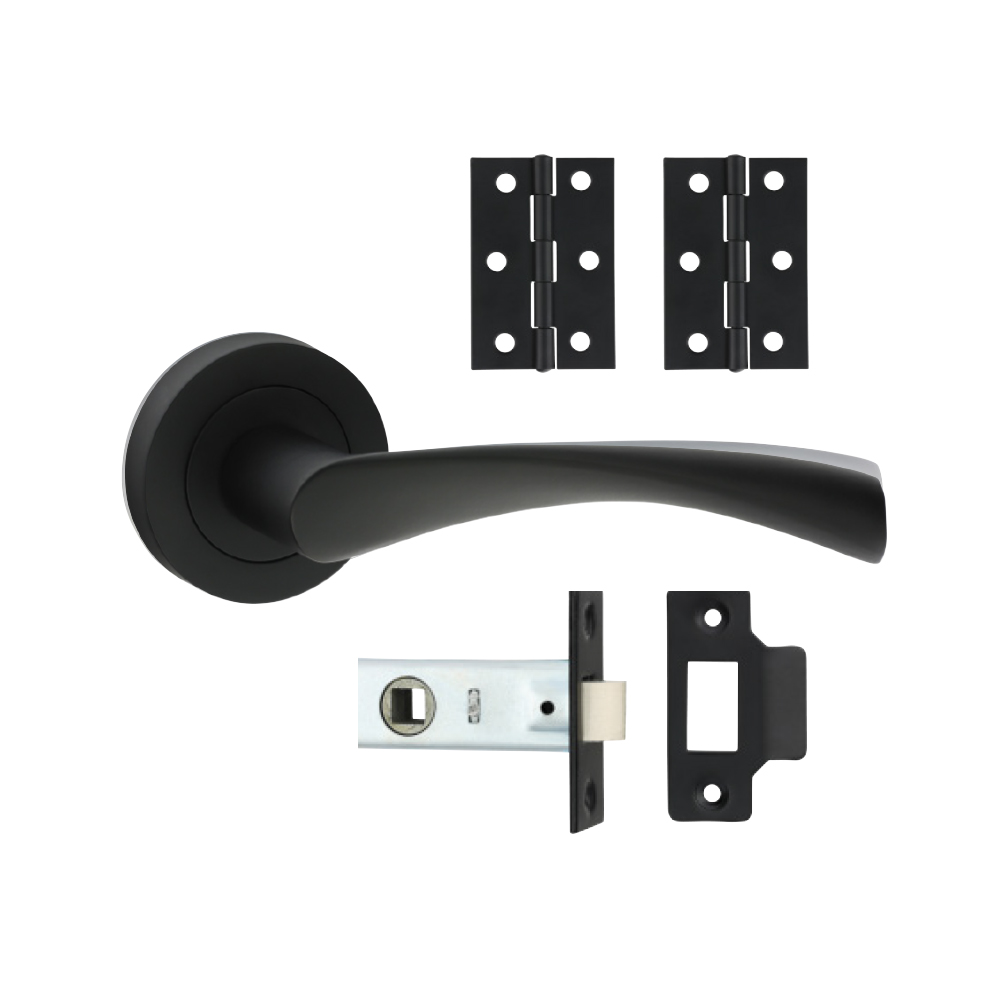 Mixed Edleston Lever On Rose Door Pack - Matt Black
