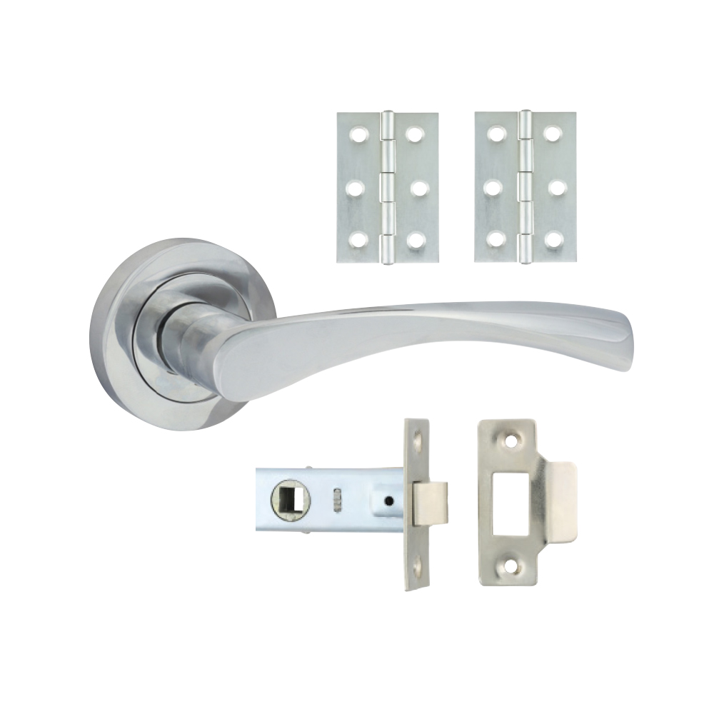 Mixed Edleston Lever On Rose Door Pack - Polished Chrome