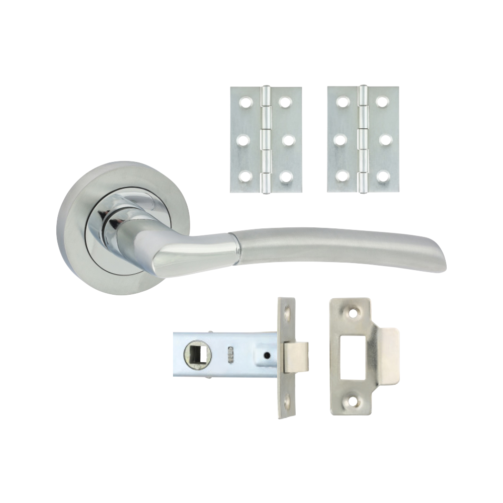 Mixed Shavington Lever On Rose Door Pack - Polished Chrome & Satin Chrome