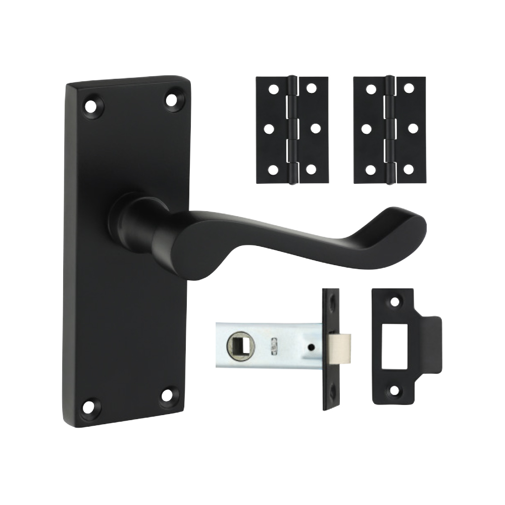 Mixed Victorian Scroll Latch Door Pack - Matt Black