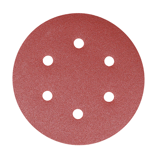 150mm (80/120/180) Random Orbital Sanding Discs - Mixed - Red (Pack of 5)