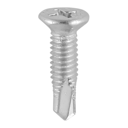 M4 x 16mm Window Fabrication Screws - Countersunk Facet - PH - Metric Thread - Self-Drilling Point - Martensitic Stainless Steel & Silver Organic