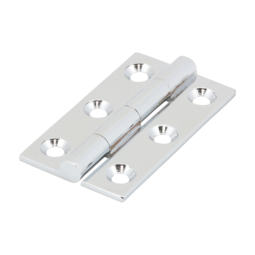 50 x 28 Solid Drawn Hinge - Solid Brass - Polished Chrome (Pack of 2)