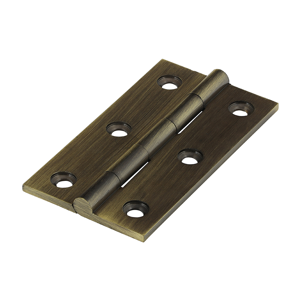 64 x 35 Solid Drawn Hinge - Solid Brass - Antique Brass (Pack of 2)