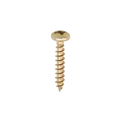 3.5 x 16mm Pozi PAN Head, Classic Multi-Purpose Wood Screws - Zinc Yellow Passivated Screws