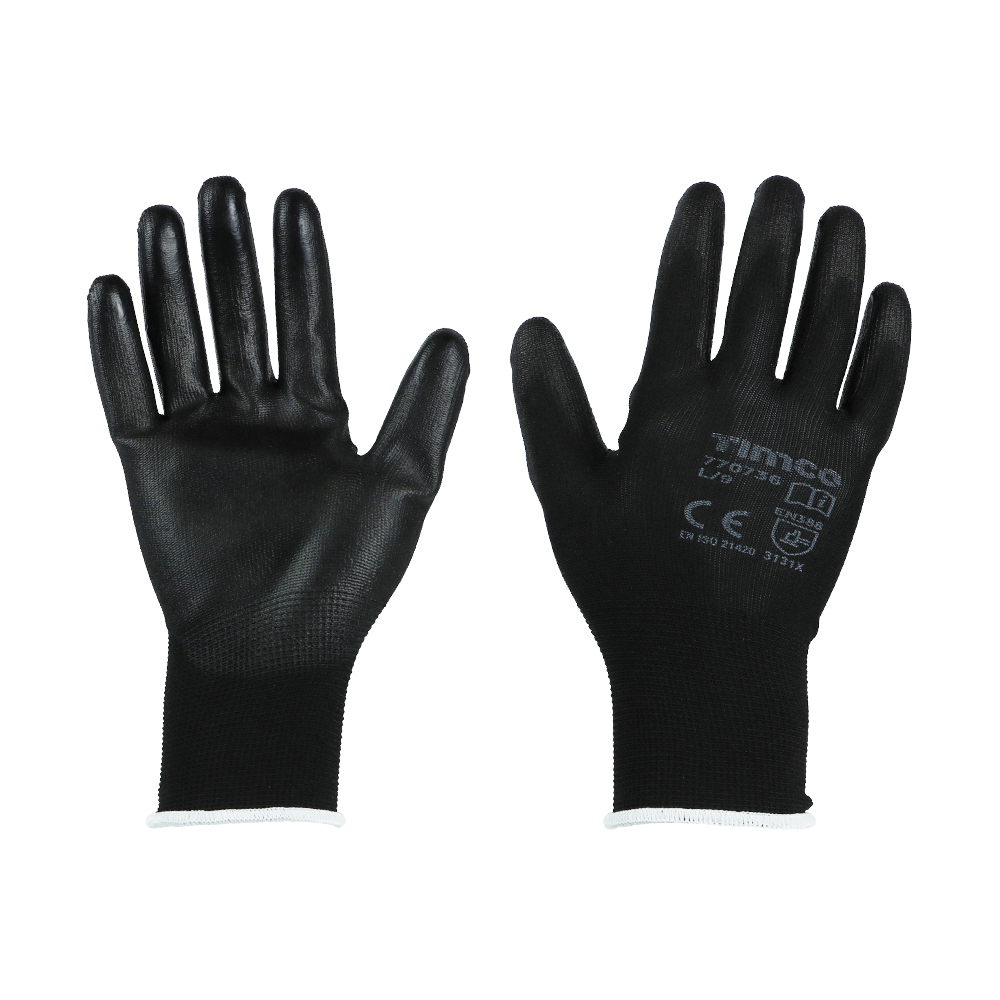X Large Durable Grip Gloves - PU Coated Polyester - Multi Pack (Pack of 12)