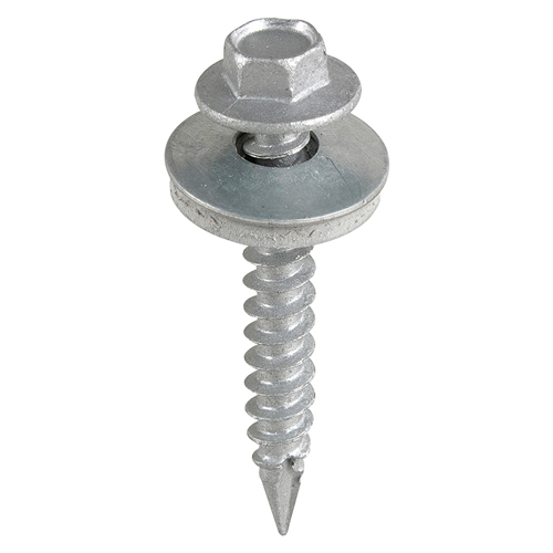 6.3 x 32mm Hexagon Slash / Gash Point Screws ? For Sheet to Timber ? Exterior Silver Ruspert ? with 16mm EPDM Washer