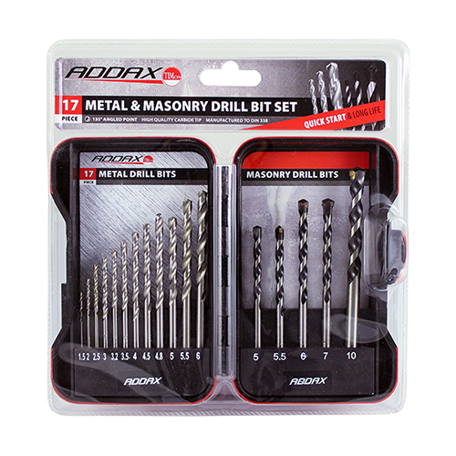 17pc Ground Jobber & Masonry Drill Set