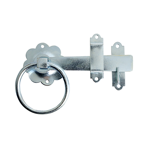 6" Ring Gate Latch - Plain - Zinc