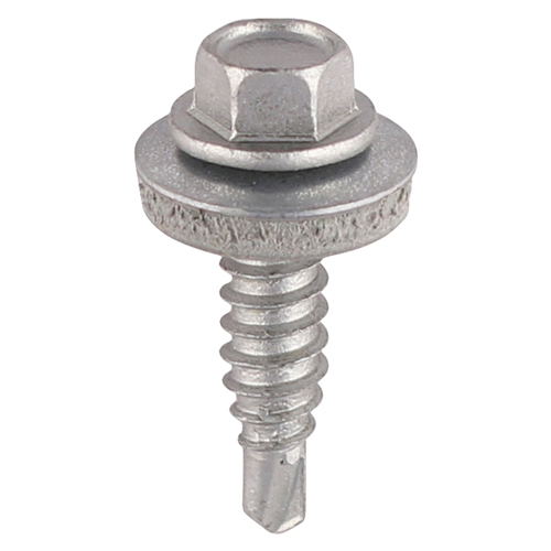 6.3 x 22mm Hexagon Stitching Screws - For Sheet to Sheet - with 16mm EPDM Washer - Self-Drilling - Exterior - Silver Organic