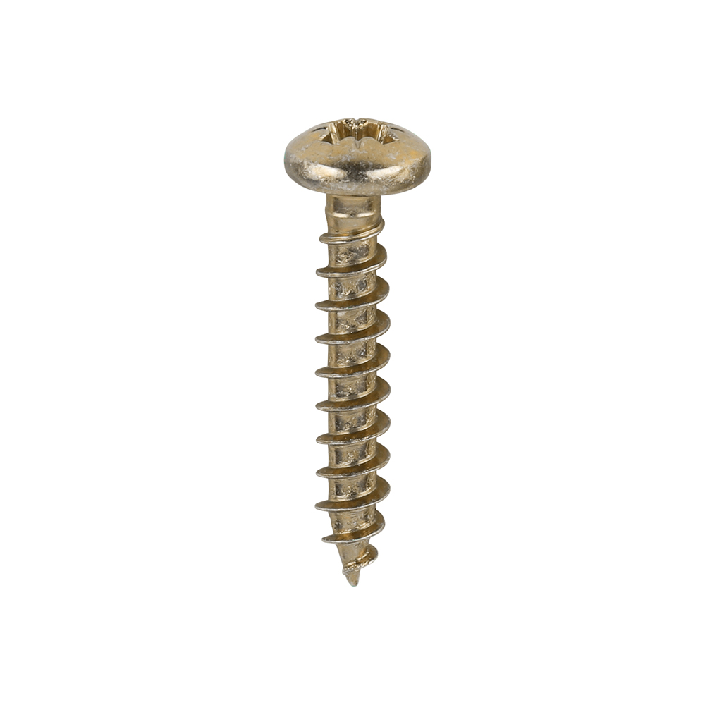 3.5 x 20mm Pozi PAN Head, Classic Multi-Purpose Wood Screws - Zinc Yellow Passivated Screws