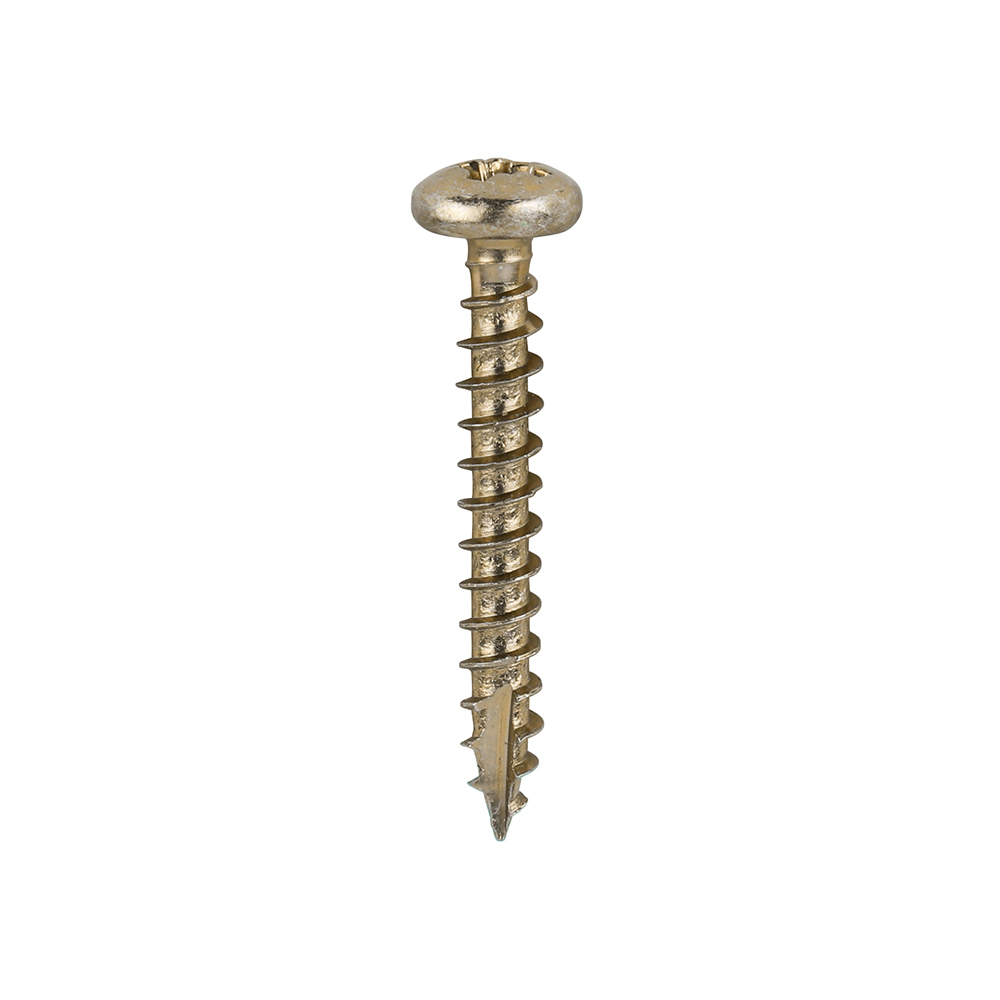 3.5 x 25mm Pozi PAN Head, Classic Multi-Purpose Wood Screws - Zinc Yellow Passivated Screws