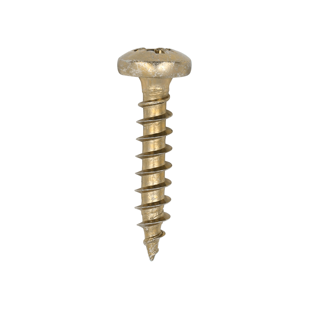 4.0 x 20mm Pozi PAN Head, Classic Multi-Purpose Wood Screws - Zinc Yellow Passivated Screws