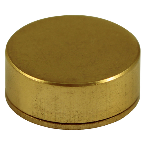 14mm Threaded Screw Caps, Solid Brass -Polished Brass - (To Fit Screw 8g / 4mm Countersunk Only) - Pack of 4