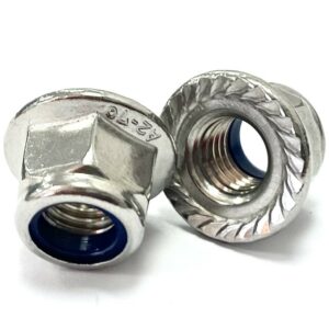 Nylon Insert Nyloc Flanged Serrated Nuts, Stainless Steel A2, DIN 6926