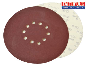 Faithfull Dry Wall Sanding Discs for Flex Machines 225mm Assorted (Pack 10) FAIADRYDISCF