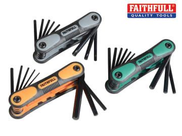 Faithfull Folding Hexagonal Key Set of 25 Metric, Imperial & TORX FAIHKSTRIPLE