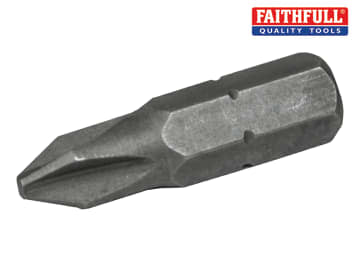 Faithfull Faithfull Phillips S2 Grade Steel Screwdriver Bits PH1 x 25mm Pack of 3 - FAISBPH125