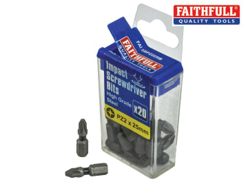 Faithfull Faithfull Pozi Impact Screwdriver Bits PZ2 x 25mm Pack of 20 - FAISBPZ225IB