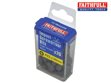 Faithfull Faithfull Pozi Impact Screwdriver Bits PZ2 x 25mm Pack of 20 - FAISBPZ225IB