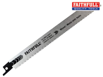 Faithfull S1122HF Bi-Metal Sabre Saw Blade Demolition 200mm 10 TPI (Pack 5) FAISBS1122HF