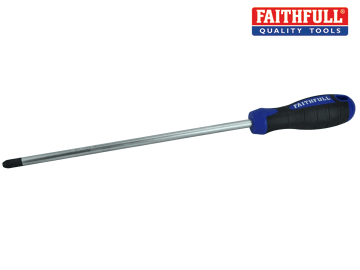 Faithfull Soft Grip Screwdriver Pozidriv Tip PZ4 x 250mm Long Reach FAISDPZ4L