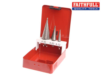 Faithfull Faithfull HSS Step Drill Bit Set of 3 4-30mm - FAISDSET3