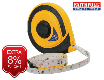 Faithfull Fully Enclosed ABS Fibreglass Long Tape 30m/100ft (Width 15mm) FAITM30FE