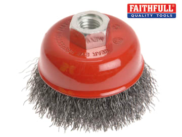 Faithfull Wire Cup Brush 125mm M14x2, 0.30mm Steel Wire - FAIWBC125