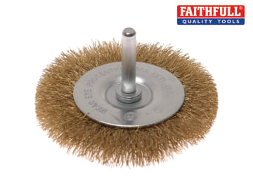 Faithfull Faithfull Wire Brush 75mm x 6mm Shank, 0.30 Brass Wire - FAIWBS75CB