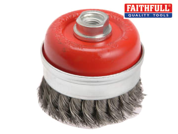 Faithfull Faithfull Wire Cup Brush Twist Knot 80mm M14x2, 0.50mm Steel Wire - FAIWBT80