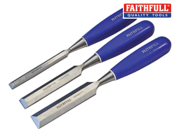 Faithfull Faithfull Bevel Edge Chisel Blue Grip Set, 3 Piece - FAIWCBS3BC