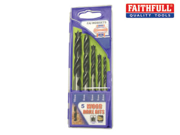Faithfull Faithfull Lip & Spur Wood Drill Bit Set 5 Piece 4-10mm - FAIWDBSET5